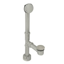 Westbrass 14" 17 ga. Fully Finished Brass Tip-Toe Drain Bathtub Assembly with No-Hole Overflow, Satin Nickel