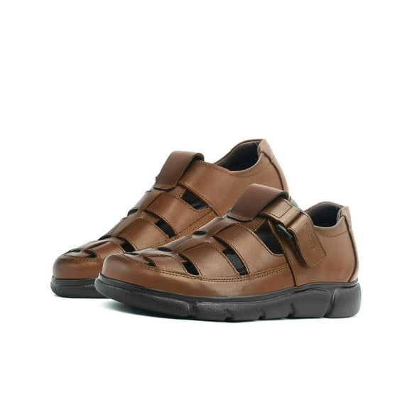 Sandalia Merano para caballero en piel ajuste T Color Cognac cafe 25