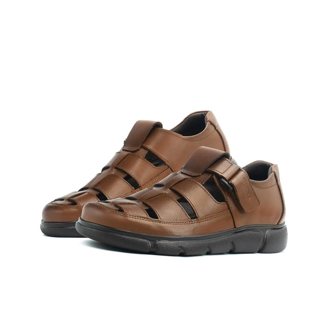 Sandalia Merano para caballero en piel ajuste T Color Cognac cafe 25.5