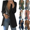 thumbnail image 6 of Lovskoo 2024 Blazers for Women Business Casual Solid Long Sleeve Office Coat Cardigans Suit Long Tops Coffee, 6 of 6