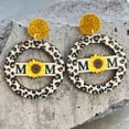thumbnail image 5 of 2023 Cut Wood Print Love Mom Leopard Stripes Round Acrylic Mother's Day Earrings, 5 of 9