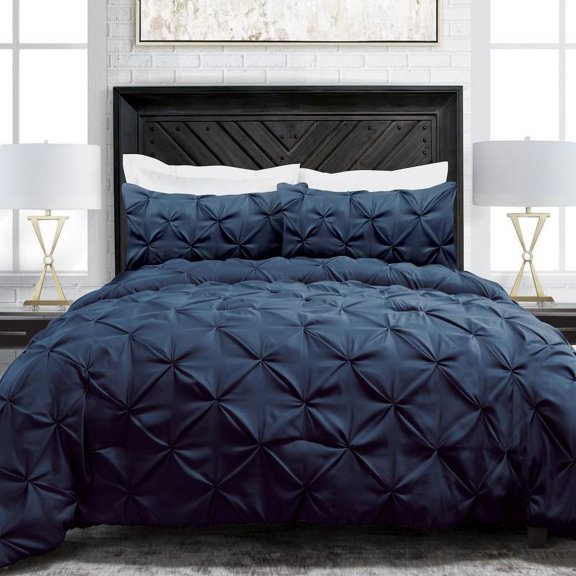 Noble Linen's 3 Piece Pinch Pleat Comforter Set