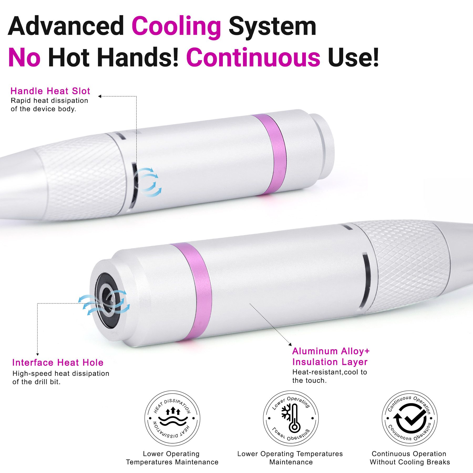 Rechargeable Electric Nail Drill 35000RPM Portable Wireless Nail Grinder Pedicure Manicure Set Silver