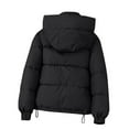 thumbnail image 5 of Women's Puffer Jacket, 2025 New Style Lightweight Quilted Down Coat with Zip Front, Warm Winter Outerwear for Women, Packable Travel Puffer Coat with Hood, Casual Cropped Insulated Jacket Black XXXL, 5 of 6
