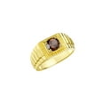 thumbnail image 4 of RYLOS Men's Ring Yellow Gold Plated Silver Ring, 7MM Round Shape Gemstone Designer Style Rings Smoky Quartz June Birthstone Rings Silver Size 13, 4 of 7