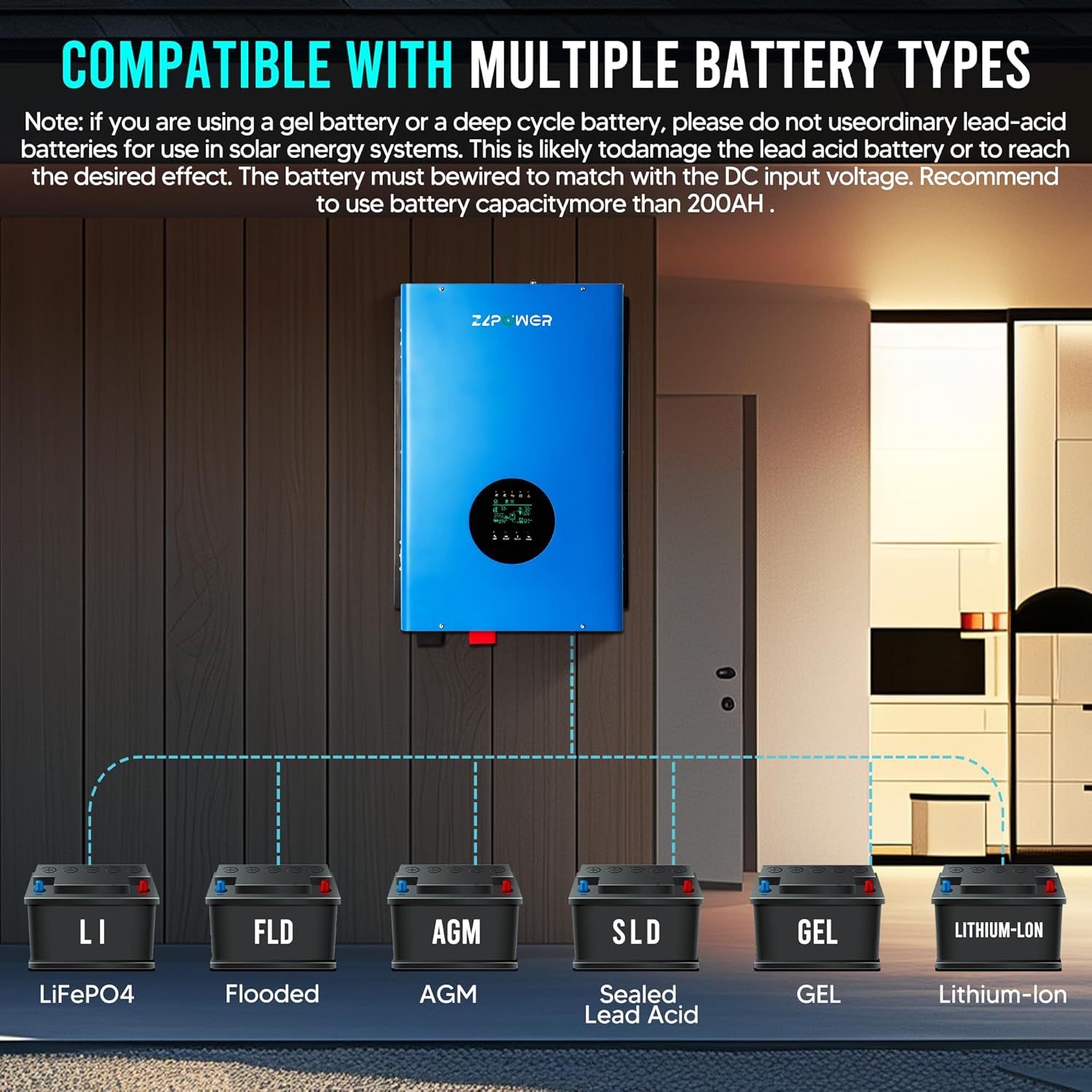 10KW Solar Hybrid Inverter Off Grid 110/220Vac Low Frequency DC 48V AC Input 240V AC Output 120V/240V Split Phase Pure Sine Wave Power Converter with 2x80A MPPT Charger Controller 10000W