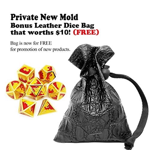 Haxtec Gold Metal DND Dados Set Fire D&D Gifts Juego de dados poliédricos Dungeons and Dra Haxtec Haxtec