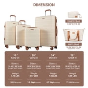 Hardside Luggage Sets 6 Piece, Hardshell Suitcase with TSA Lock Spinner Wheel and Travel Duffle Bag.Beige