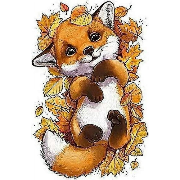 5D Diamond Painting Fox, Full Animal Diamond Painting Kit, DIY Diamond Painting Kit, Diamond Arts Craft Canvas Crafts Home Wall Decor 30x40cm