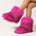 thumbnail image 5 of Dasayo Hot Pink Woman Boots Furry Winter Ankle Wide Calf Fleece Warm Booties Woman Shoes 42, 5 of 8