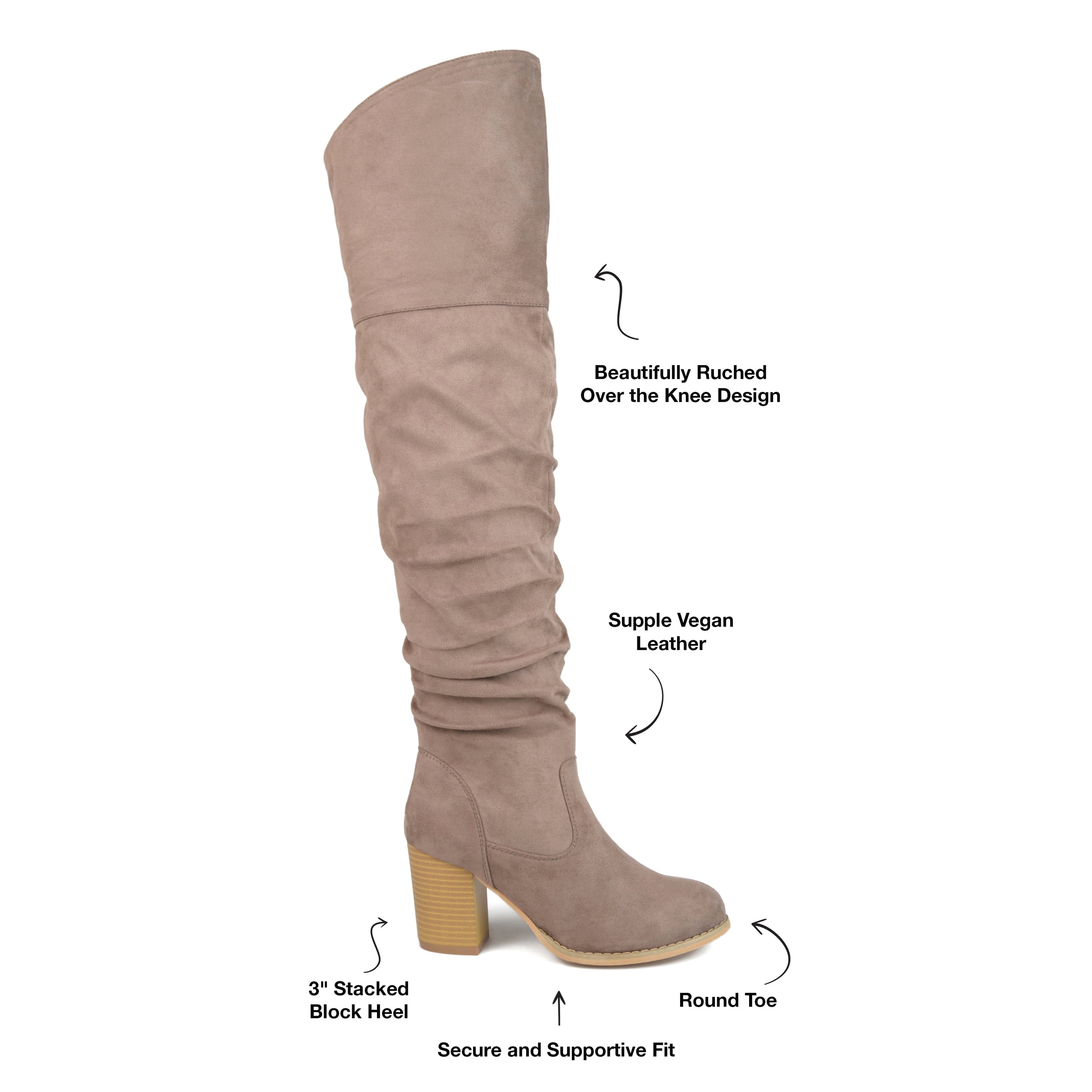 Journee Womens Kaison Extra Wide Calf Stacked Heel Over The Knee Boots