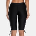 thumbnail image 6 of Alove Women's High Waisted Drawstring Swim Long BoardShorts Stretch Solid Knee Length Surfing Swim Pants, 6 of 6