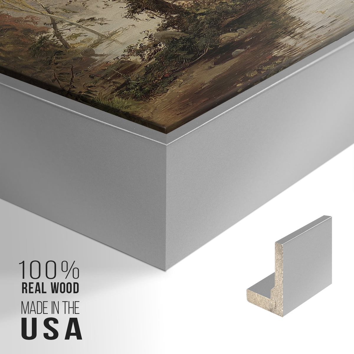 Vintage Landscape-XXII By Wexford Home Framed in Silver Wood Gallery Wrapped Canvas 25 in. x 37 in.