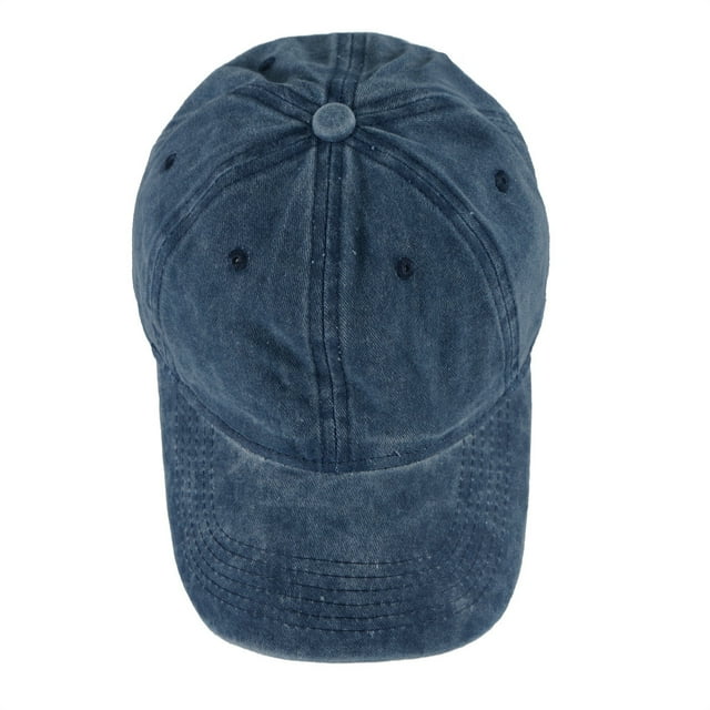 Blue Mens Vintage Distressed Baseball Cap For Outdoor Activities Sun Protection Adjustable Back Closure Lightweight Breathable Fabric And Casual Style