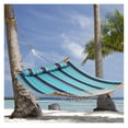 thumbnail image 3 of Outdoor Hammock with Pillow - 2 Person Polyester Hanging Bed - Curved Bamboo Spreader Bars - Portable Camping & Patio Relaxation, 3 of 8