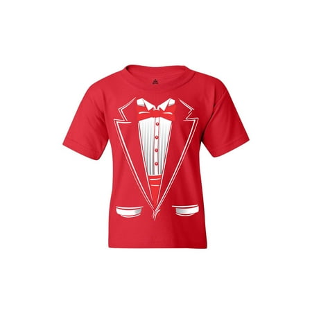 Shop4Ever Youth Classic Red Bow Tie Tuxedo Suit Party Costume Graphic Youth T-Shirt