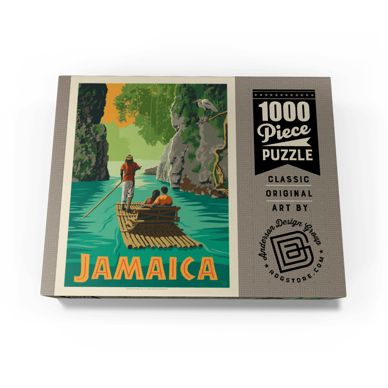 MyPuzzle - Jamaica: Rafting In Paradise, Vintage Poster - Premium 1000 Piece Jigsaw Puzzle for Adults