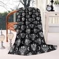 thumbnail image 2 of Black Skeleton Rose Moon Pattern Blanket,Comfortable Soft Flannel Throw Blanket,All Season,Warm Lightweight Blankets for Sofa Bed Couch Living Room Chair,40"x50", 2 of 4