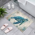 thumbnail image 4 of Nautical Teal Sea Turtles Indoor Door Mat 20x31.5 Inch Corals Compass Vintage Brown Map Front Door Mat Non Slip Washable Entryway Rug Low Profile Dirt Trapper Doormat for Bathroom Kitchen Bedroom, 4 of 9