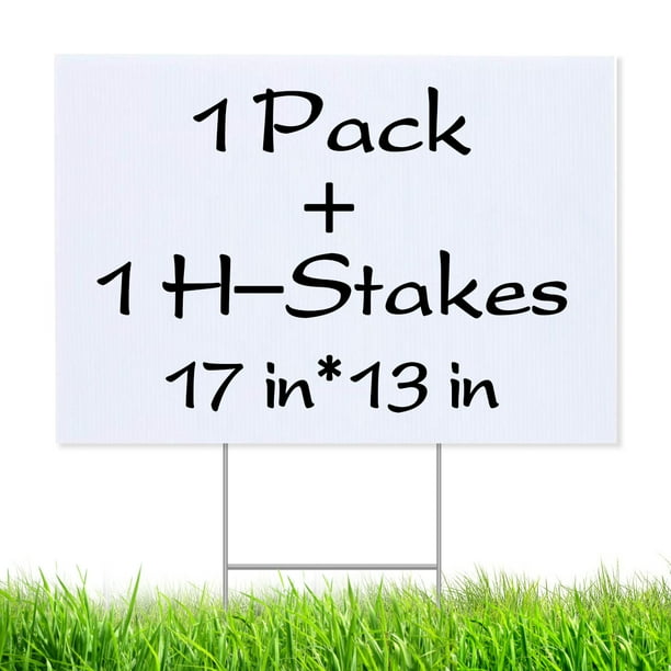 Blank Yard Signs 13" x17" White Lawn Sign with Metal HFrame Ground