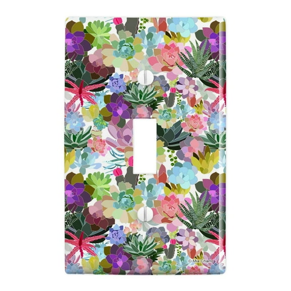 Succulents Oasis Pattern Plastic Wall Decor Toggle Light Switch Plate Cover