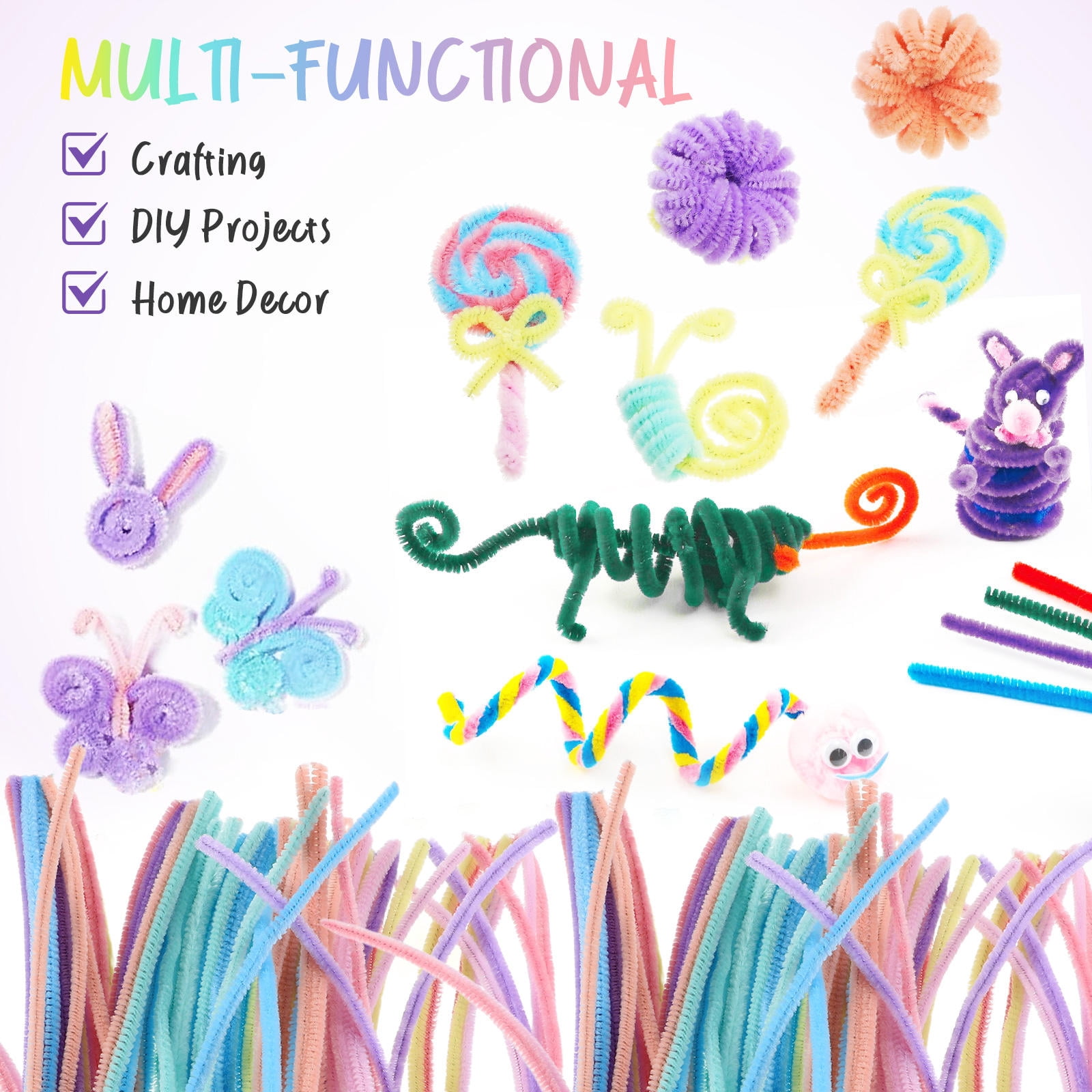 300pcs DIY Craft Supplies Macaron Color Pipe Cleaners for Handmade Accessories Colorful Pipe Cleaners for Art Projects and Decorations