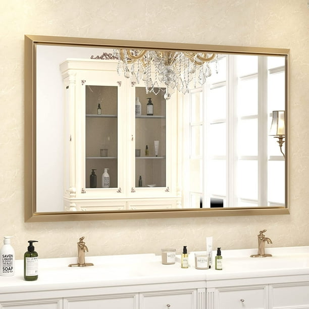 48x30 Inch Bathroom Vanity Mirror, Gold Bathroom Mirror for Wall with