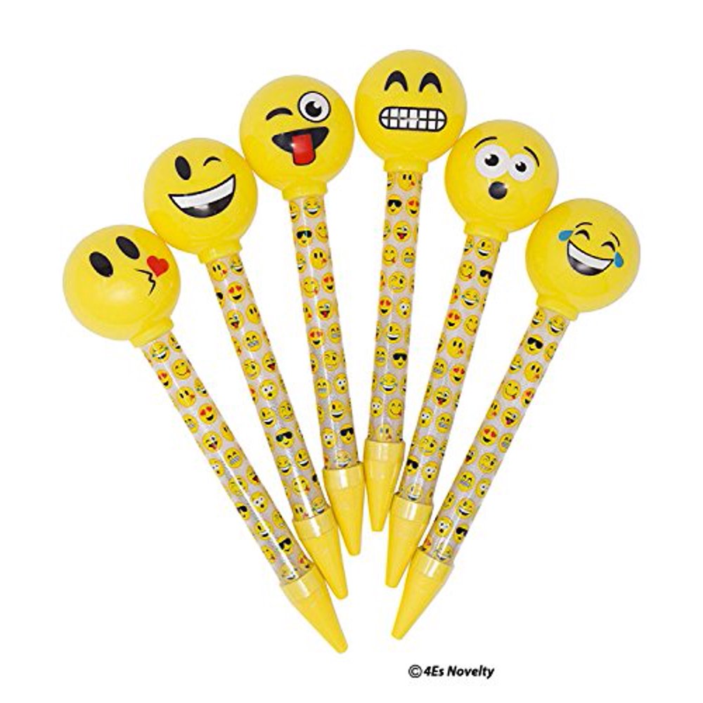 Emoji Pens for Kids 6 Different Designs, LightUp NonSmudge Writing