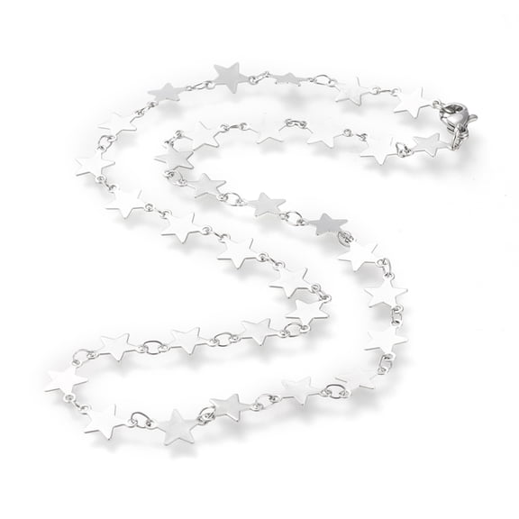 Non-Tarnish 304 Stainless Steel Link Chain Necklaces with Lobster Claw Clasps Star Stainless Steel color 16.53 inch~16.73 inch(42~42.5cm) 304 Stainless Steel