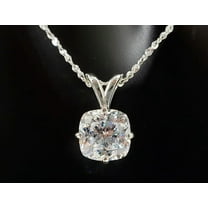 1.50CT Cushion Cut Lab Created Diamond Women's Pendant 14k White Gold Plated Sterling Silver
