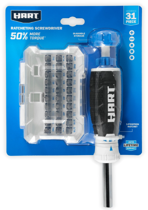 HART 31-Piece Ratcheting Screwdriver Set with 3-Position Ratchet Mechanism