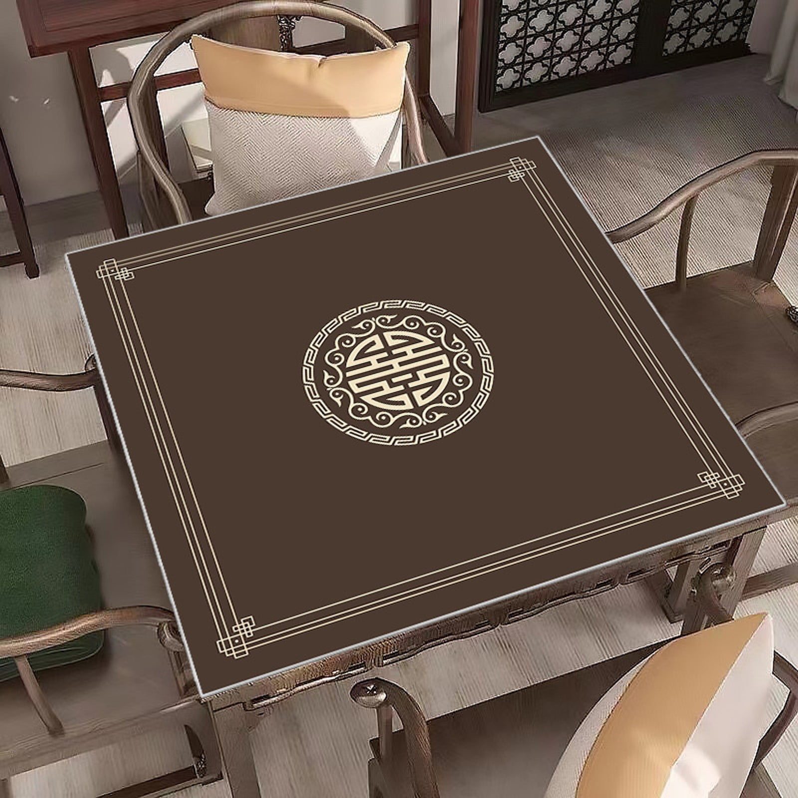 Deluxe Game Mat Noise Reduction Mahjong Table Mat Rubber Playmat for Poker Dominoes 80x80cm