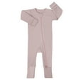 thumbnail image 3 of WIBACKER Baby Boy Girl Ribbed Pajamas with Mittens Bamboo Viscose Sleepers 2 Way Zipper Long Sleeve Pjs - 1Pcs Light Pink, 3 of 13