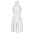 thumbnail image 3 of Sinleey Women Lyrical Dance Dress Sleeveless Leotard Dress Halter Neck Flowy Dress Contemporary White M, 3 of 7