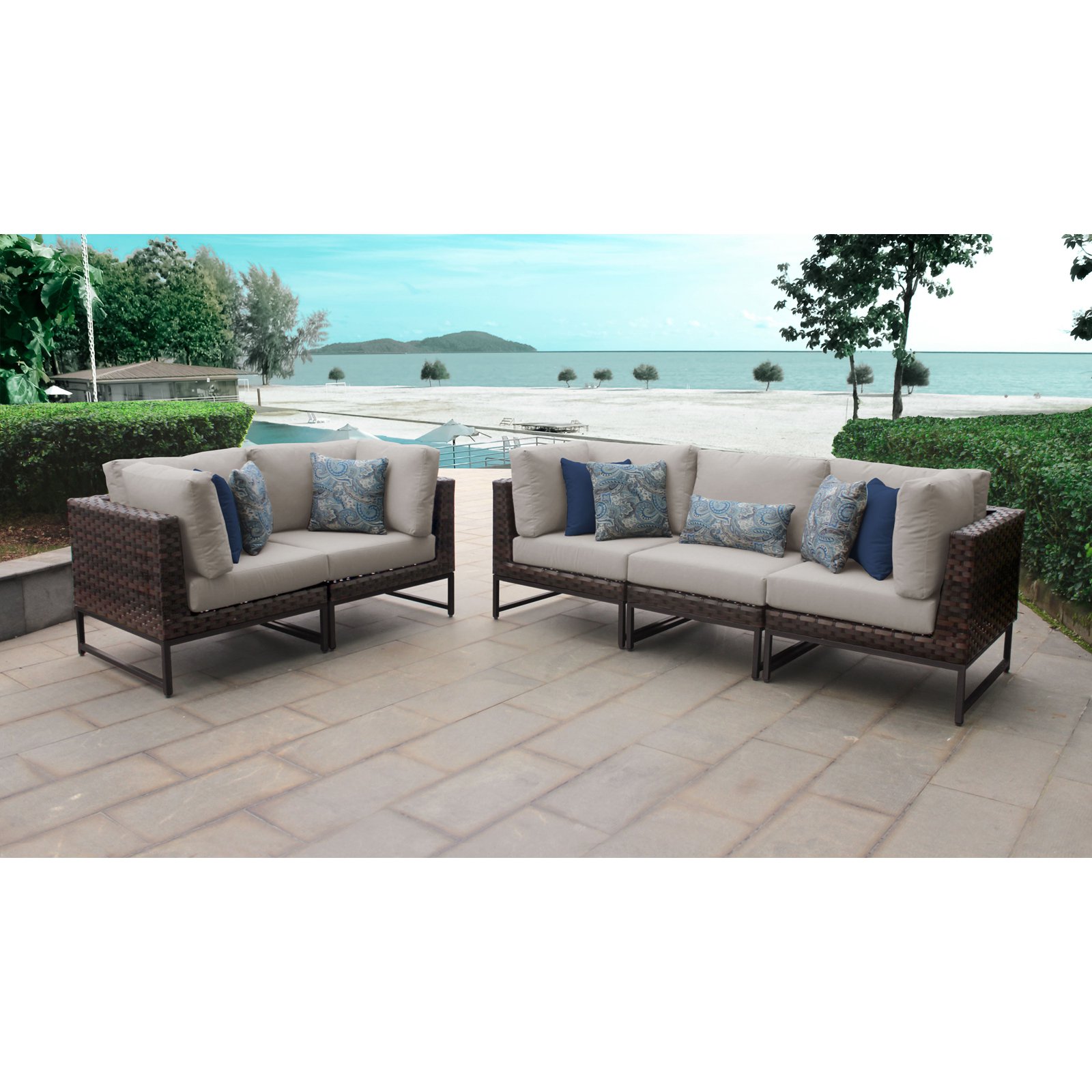 AMALFI 5 Piece Wicker Patio Furniture Set 05a in Gold and Cilantro - image 3 of 11