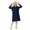 thumbnail image 5 of Toddler Girls Winter Hooded Home Dress Zippered Nightdress Comfortable Nightgown Long Home Dress Navy 13-14 Years, 5 of 8