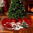 thumbnail image 4 of YIFUNIN 90cm Christmas Tree Skirt Red Xmas Tree Ornaments, Soft Plush Christmas Tree Mat with Snowy Pattern for Holiday Party Decorations, 4 of 5
