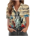 thumbnail image 5 of Mifsaly Short Sleeve Button Down Shirts for Women Lapel Collar V Neck Blouses Patriotic Hearts American Flag Print Independence Day Tops 2026 S, 5 of 6