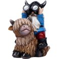 thumbnail image 5 of Garden Gnome Statues Resin Gnome Sitting on Highland Cow Solar LED Lights Outdoor Telescope Gnome Decorations, 5 of 8