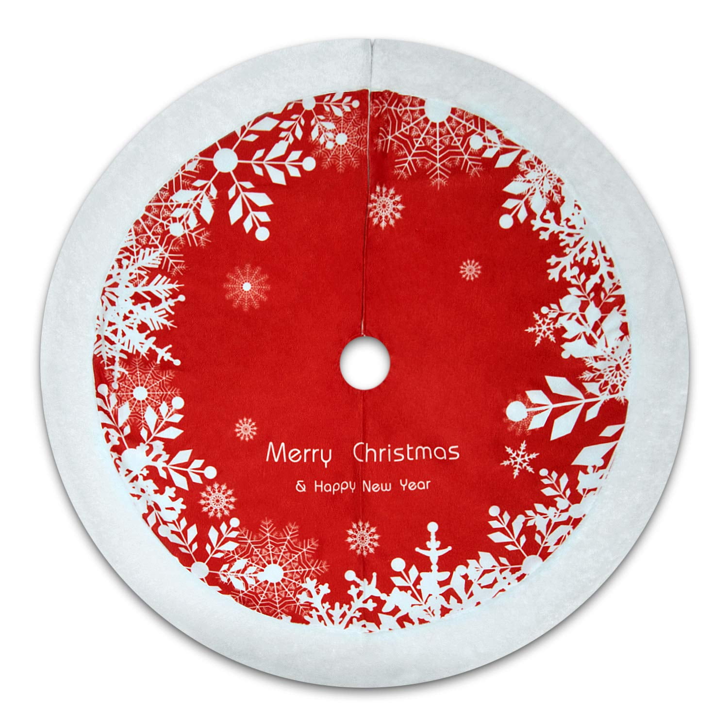 Christmas Tree Skirt 48 inches Large Thick Snowy White Mat for Party