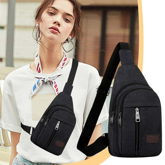 Limited Time Deal Iumwxz Thickened Zipper Outdoor Canvas Chest Bag New Men's Chest Bag Hiking Backpack Multipurpose Crossbody Chest Bag Messenger Bag Men's and Women's Chest Bag The Big Save
