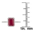 thumbnail image 3 of 10k White Gold Genuine Emerald-cut 2.25ct Ruby and Diamond Halo Ring, 3 of 5