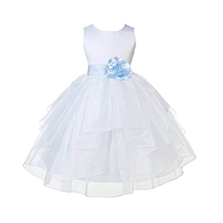 

Ekidsbridal White Satin Shimmering Organza Formal Flower Girl Dresses Junior Bridesmaid Dress Special Occasion Dresses Communion Dress Baptism Dress Holiday Dresses Toddler Girl Dresses 4613S