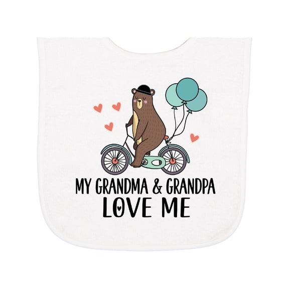 Inktastic Grandma Grandpa Love Me Baby Terry Cloth Bib