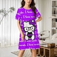 thumbnail image 2 of Hello Kitty Nightgowns for Women Short Sleeve Night Gown Soft Sleep Shirts Women's Sleepwear Print Sleep Dress, 2 of 7