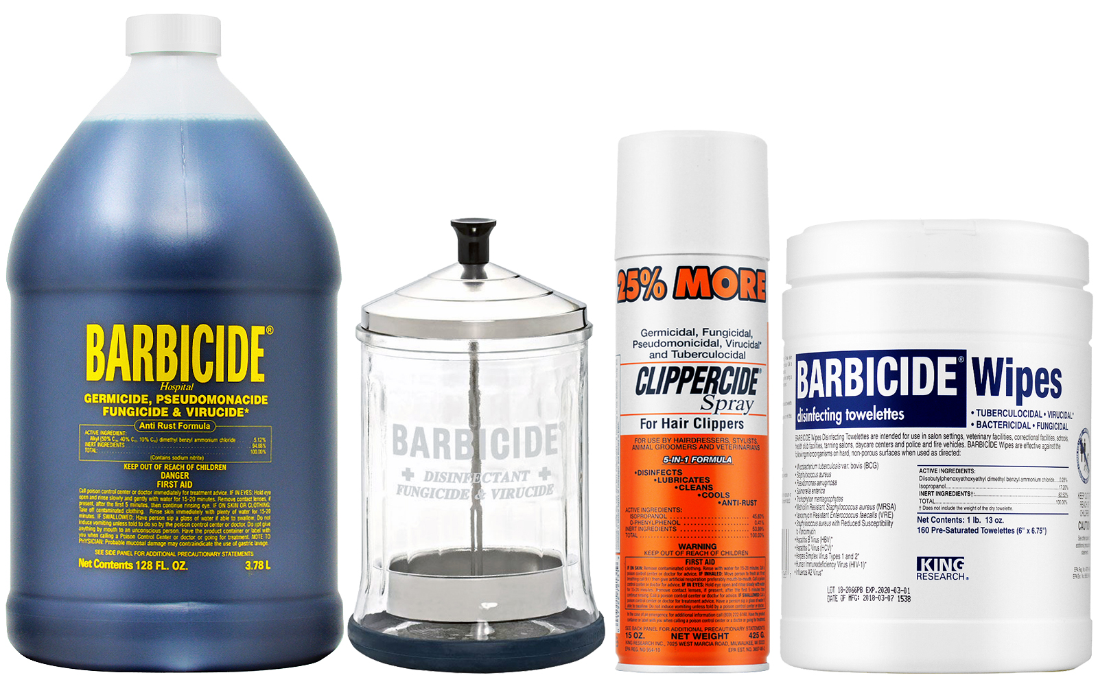 King Research Barbicide Disinfectant 128oz + Disinfectant Mid Jar