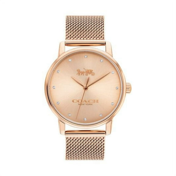 Coach Grand Carnation 14503742 Gold Glitz Dial Mesh Band Women's 36mm Watch