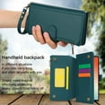 thumbnail image 6 of Compatible With Samsung Galaxy S22 Ultra Wallet Case with Card Holder Kickstand Double Magnetic Clasp Zipper Pocket Lanyard Strap Wristlet, Leather Flip Case Women Men Wallet Cover,Green, 6 of 14