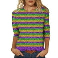 thumbnail image 3 of Penkiiy Blouse Carnaval pour Femmes Mardi Gras Mode Imprimée Décontractée Col Rond Manches 3/4 T-shirt Blouse m Multicolore, 3 of 6
