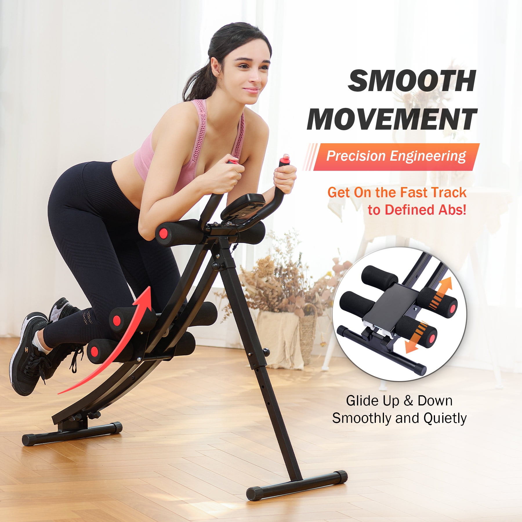Preenex 265 Lb. Cap Folding Abdominal Trainer Coaster Exercise Equipment and Ab Core Machine for Home and Gym
